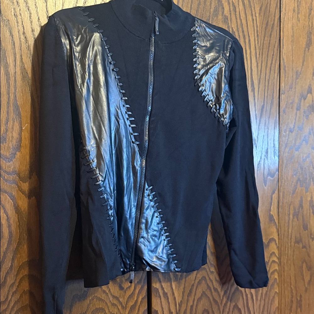 Yuka Black Women's Jacket with Leather Accents